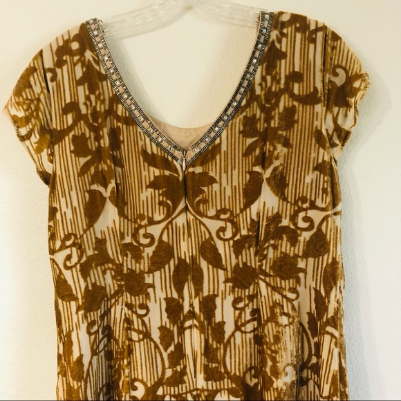 SUNDANCE Mustard Yellow Burnout Floral Dress Size 6 - Picture 9 of 15